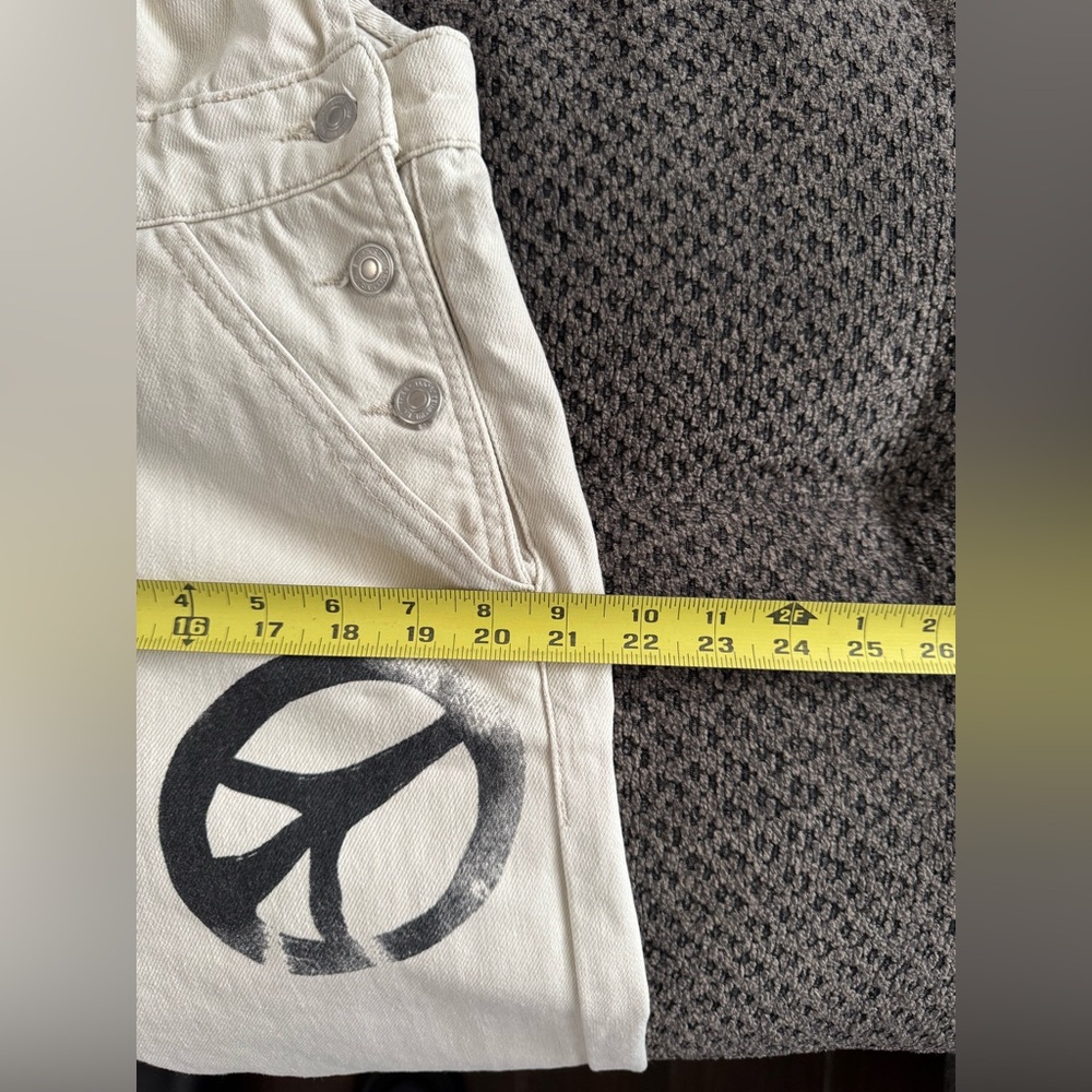 We the Free People Peace Sign Ziggy Harmony Overalls in White Medium Retail $128 - Picture 14 of 16